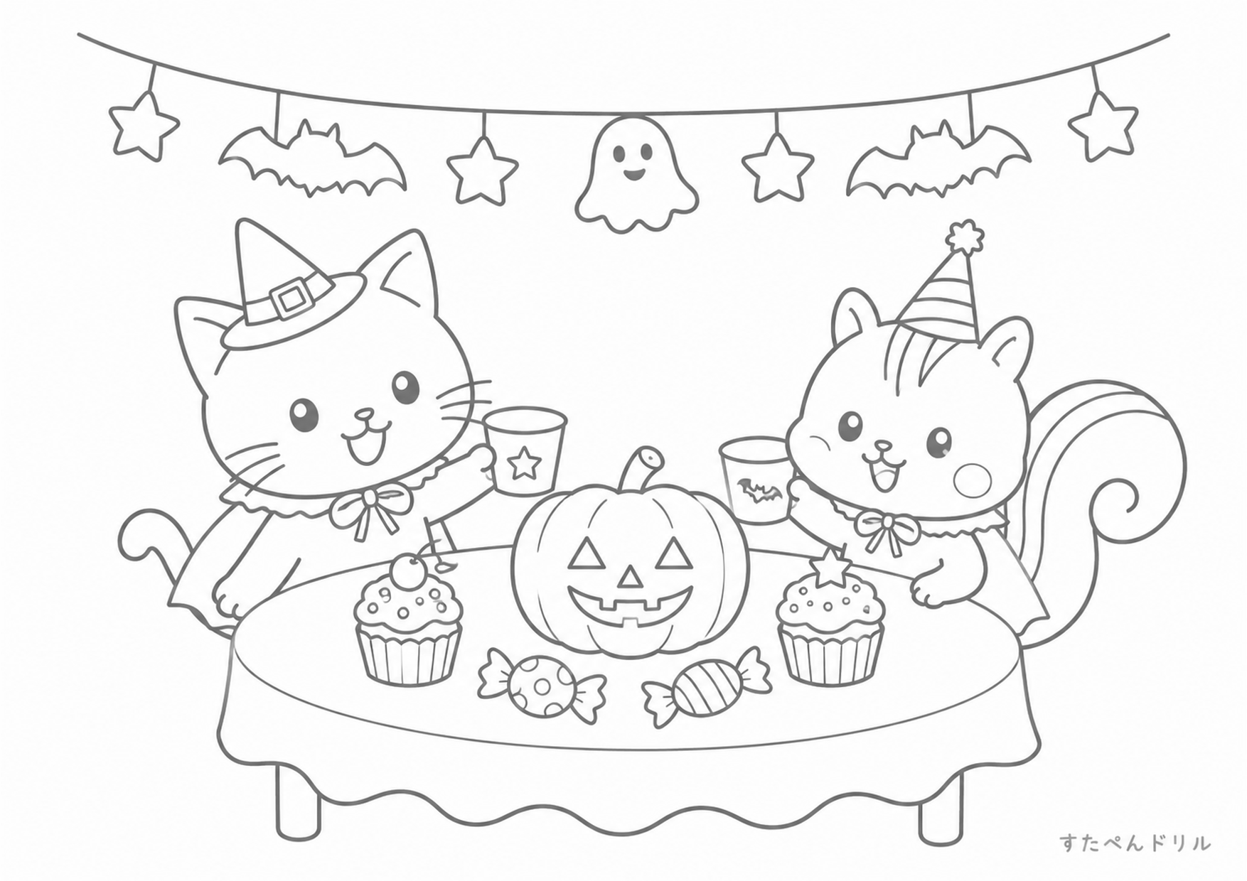 ハロウィン ぬりえ 15 ハロウィンのパーティー