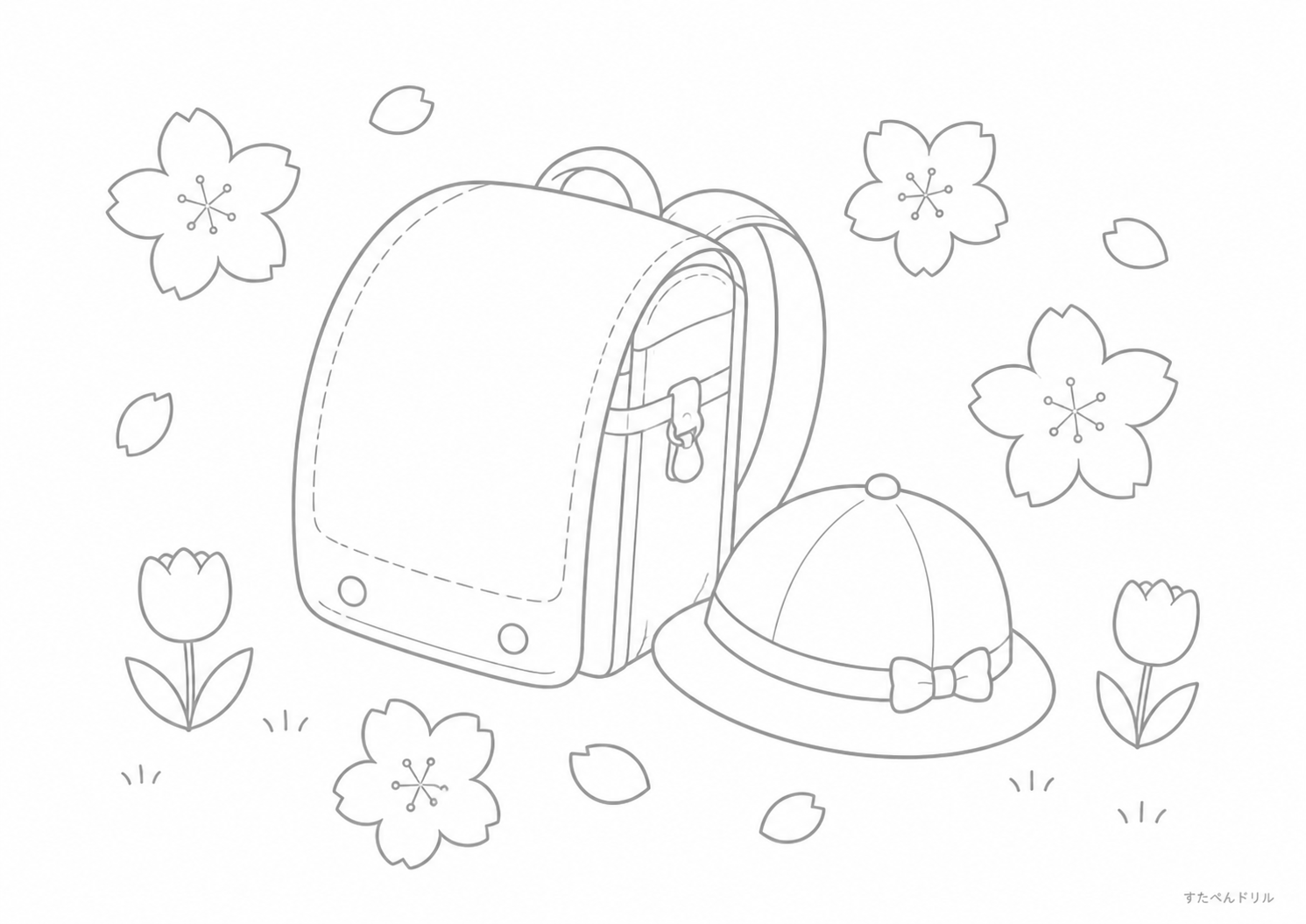 こどもの日の春ぬりえ 無料プリント PDFダウンロード