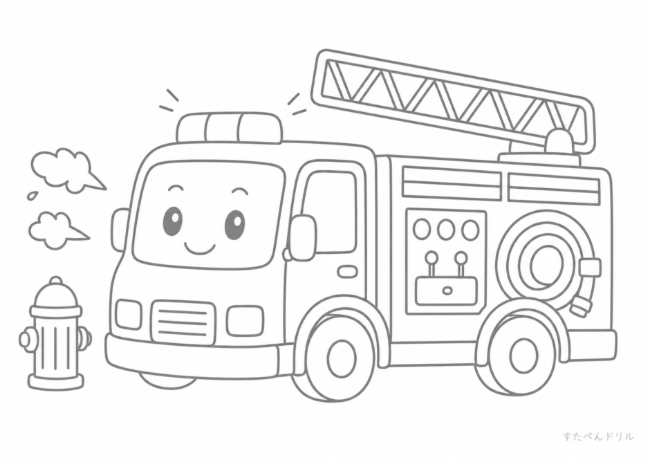 はたらく車のぬりえ