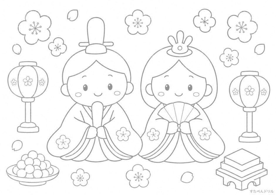 3月のぬりえ