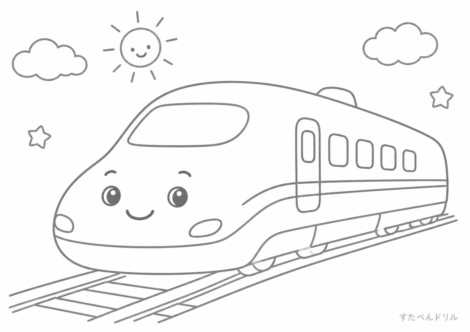 新幹線のぬりえプリント No.01 無料PDFダウンロード