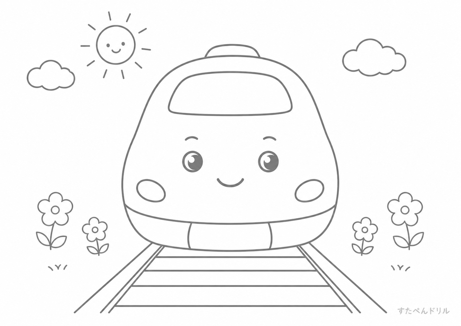 新幹線のぬりえプリント No.05 無料PDFダウンロード
