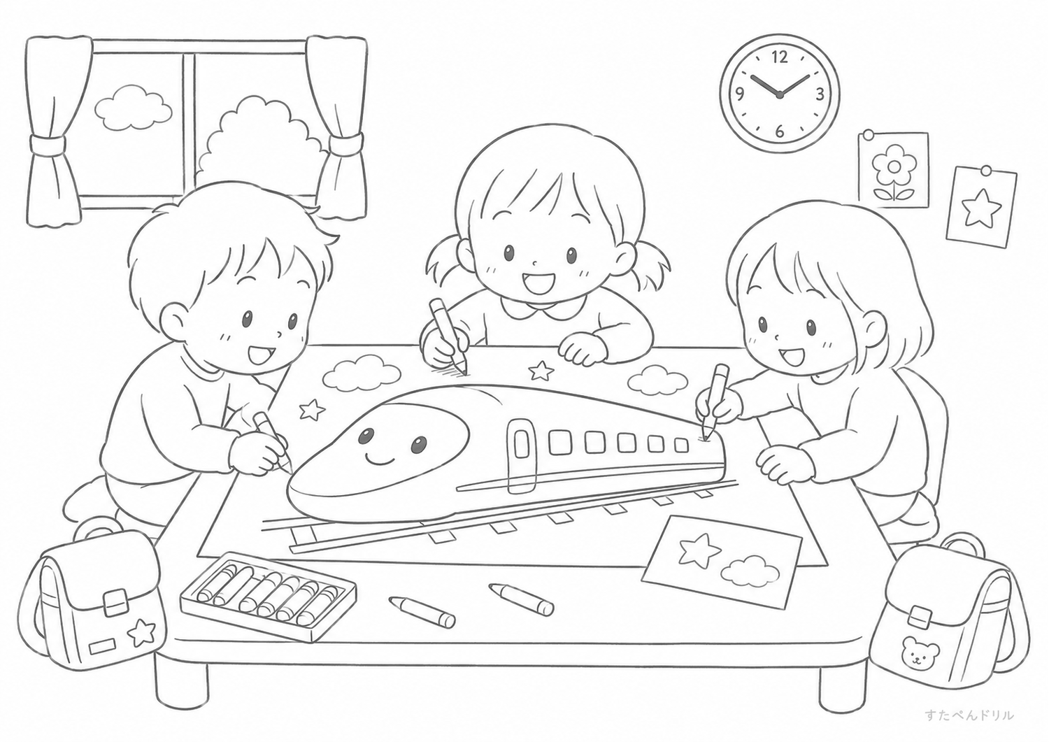 新幹線のぬりえプリント No.10 無料PDFダウンロード