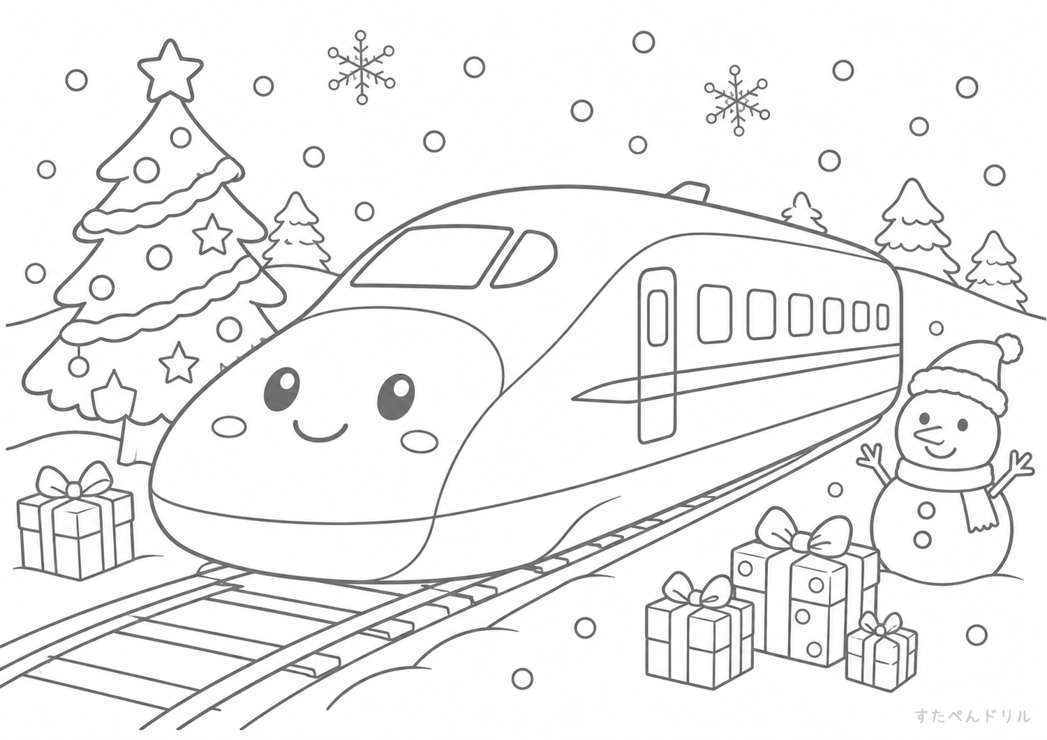 新幹線のぬりえプリント No.13 無料PDFダウンロード