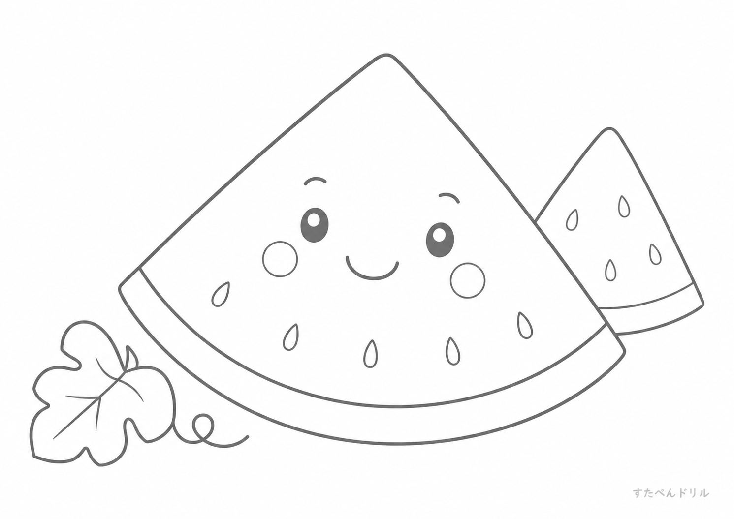 すいか 夏のぬりえ・塗り絵プリント A4 PDF無料ダウンロード