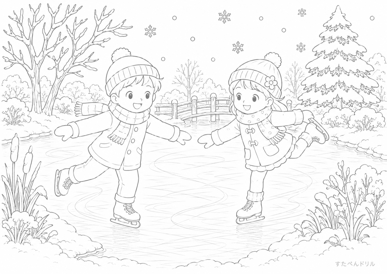スケートのぬりえ無料プリント