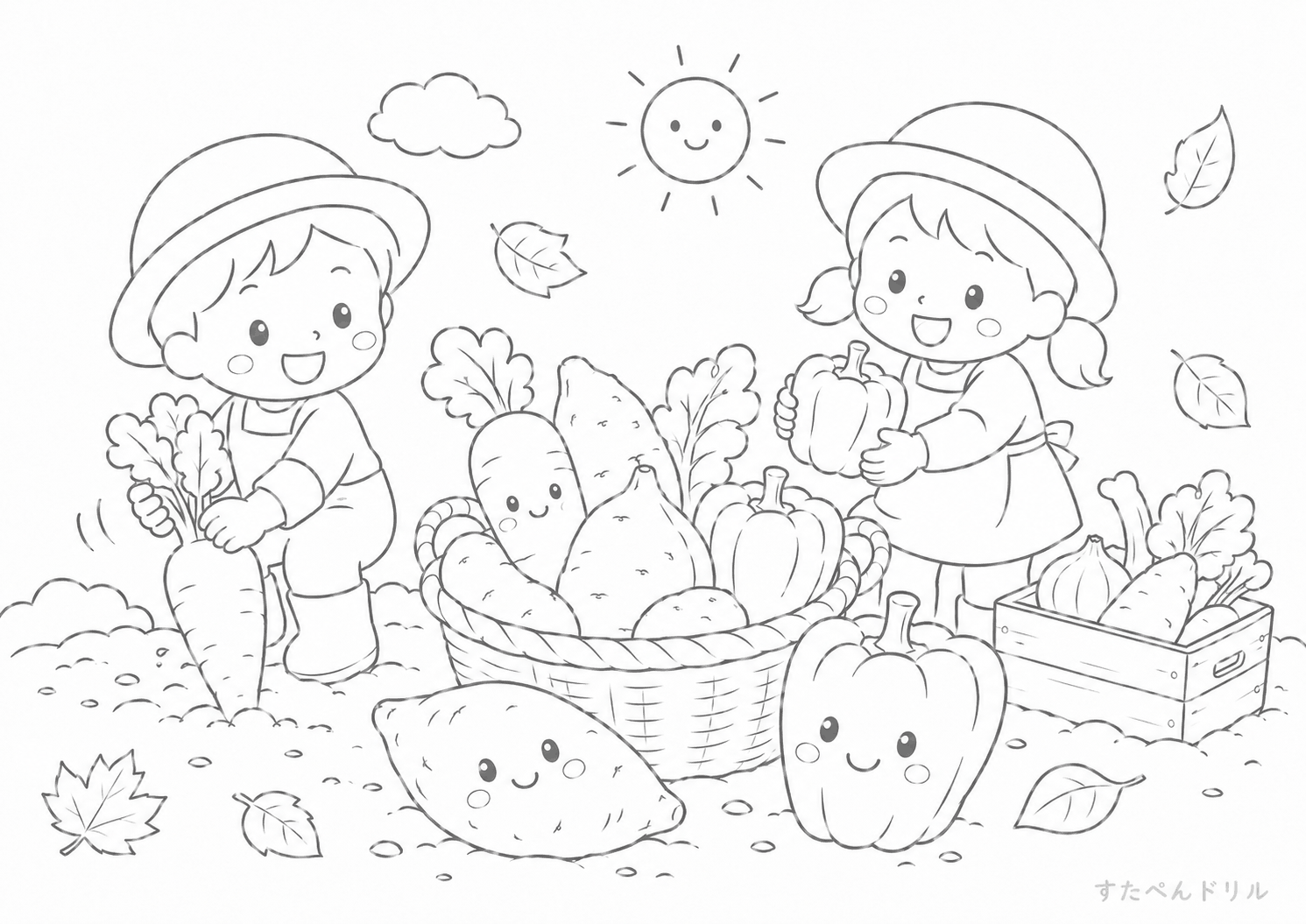 畑の野菜ぬりえ 無料プリント