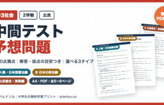 中3社会 2学期中間テスト予想問題 無料プリント｜人権・日本国憲法・日本の政治【解答付き】