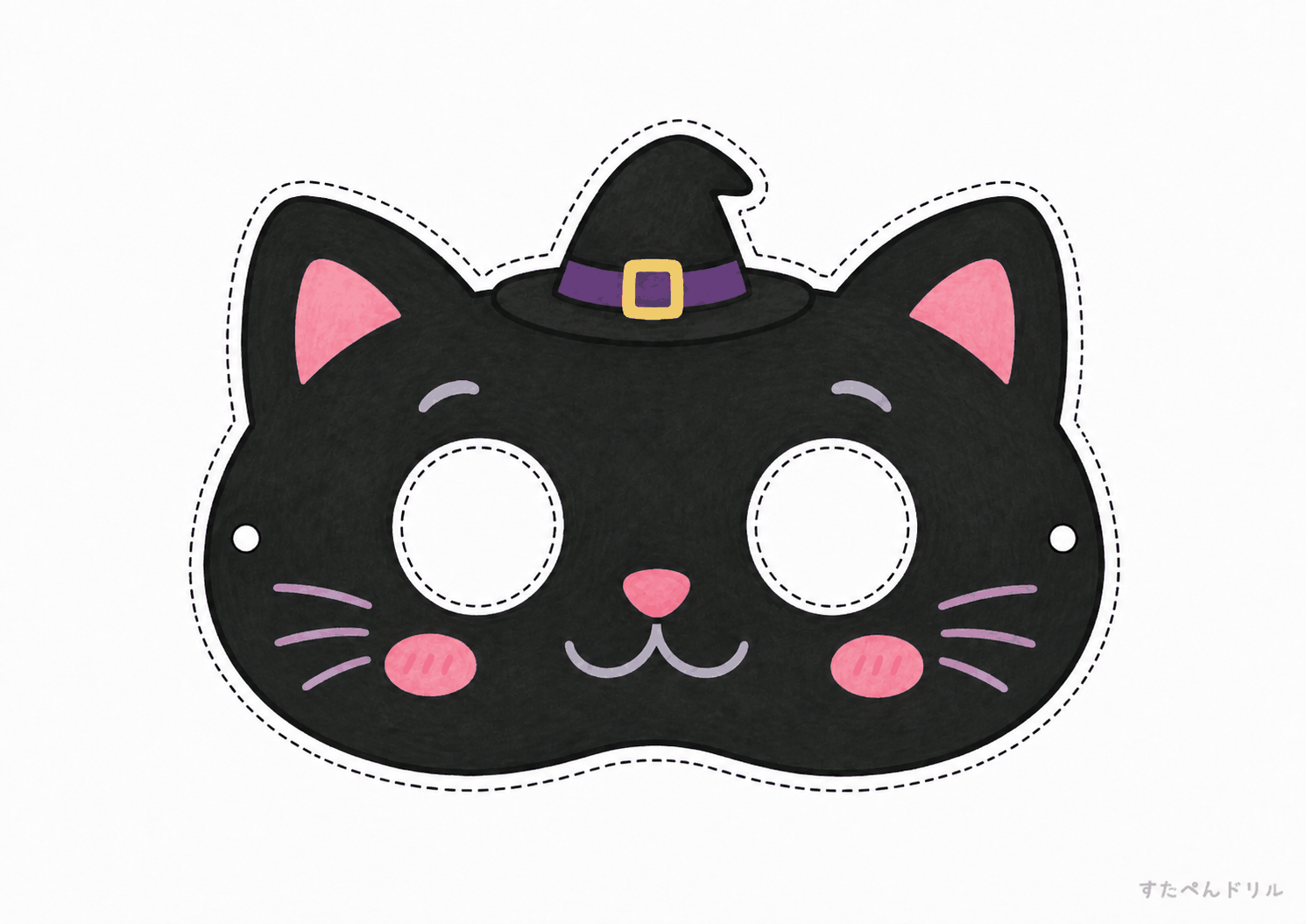 ハロウィンお面無料テンプレート くろねこ
