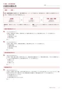 小説文読解のプリント見本