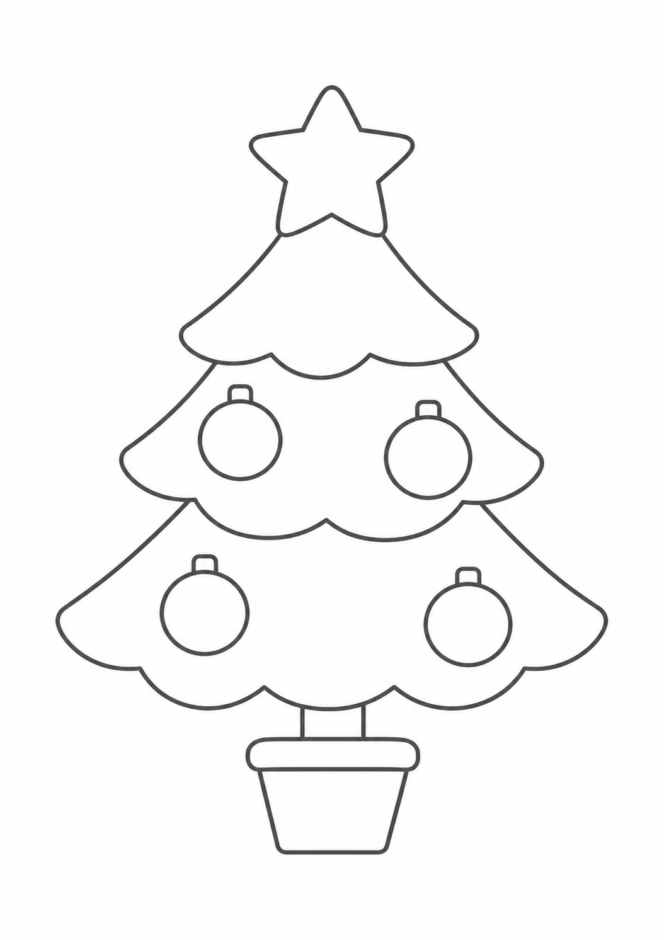 簡単なクリスマスツリーの塗り絵 クリスマス ぬりえ 無料プリント No.01(かんたん)