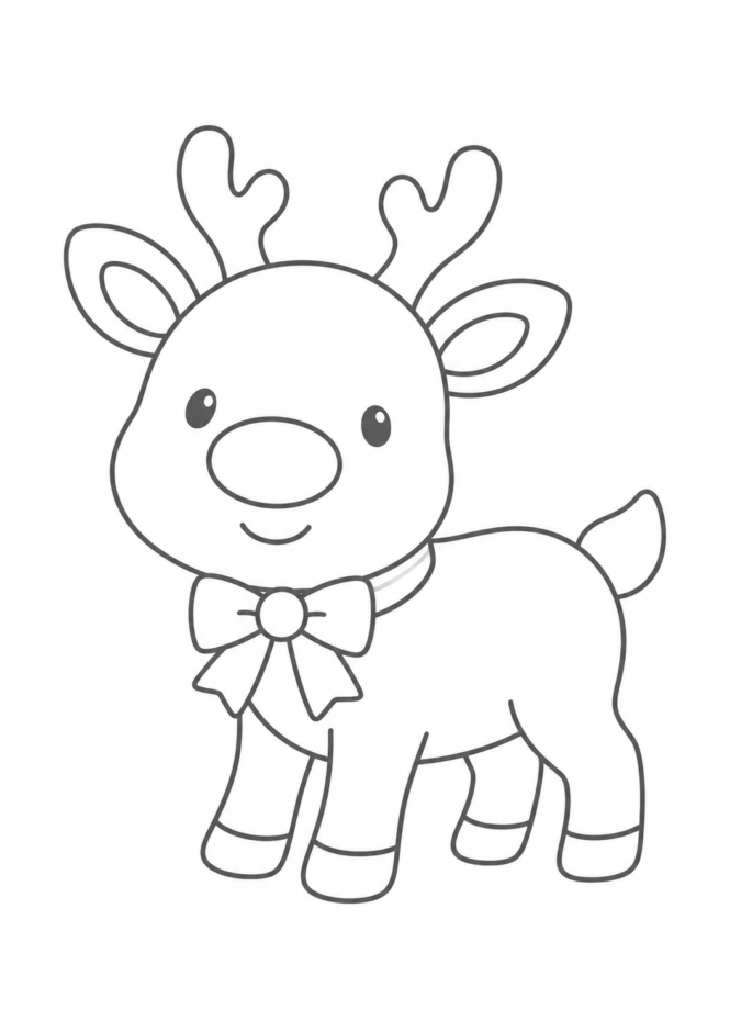 簡単なトナカイの塗り絵 クリスマス ぬりえ 無料プリント No.03(かんたん)