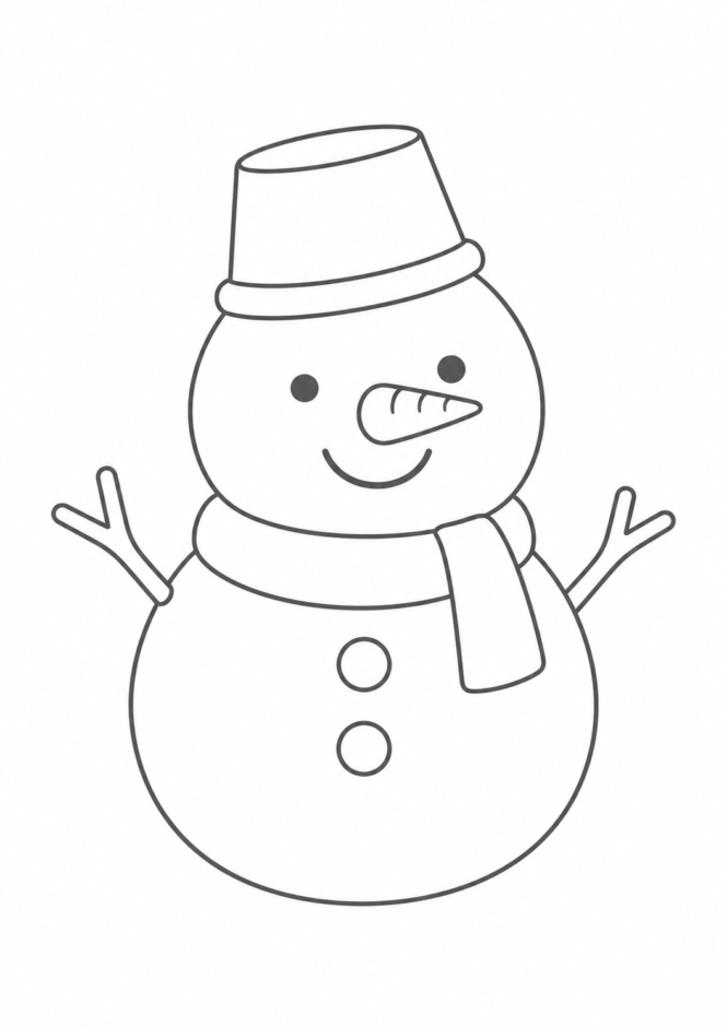 簡単な雪だるまの塗り絵 クリスマス ぬりえ 無料プリント No.04(かんたん)