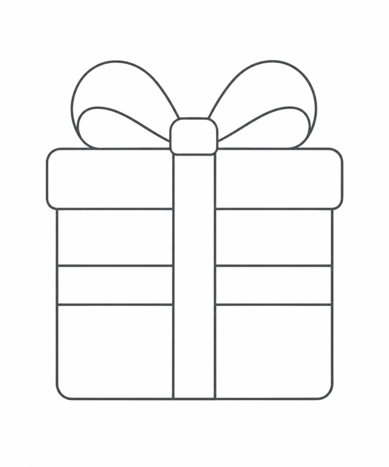 クリスマスプレゼントの簡単な塗り絵 クリスマス ぬりえ 無料プリント No.05(かんたん)