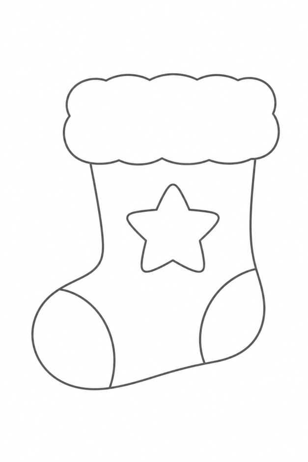 クリスマスの靴下の簡単な塗り絵 クリスマス ぬりえ 無料プリント No.06(かんたん)