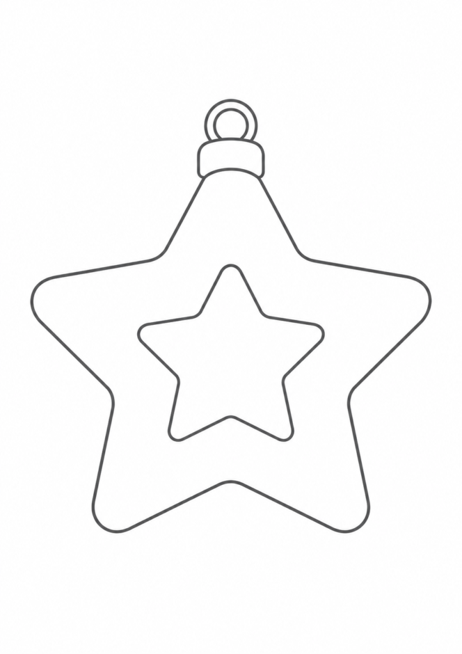 星のオーナメントの簡単な塗り絵 クリスマス ぬりえ 無料プリント No.10(かんたん)