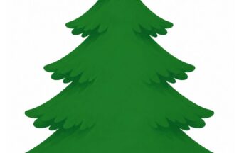 緑色のクリスマスツリーを大きく配置したシンプルな工作台紙