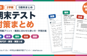 中3 2学期期末テスト対策まとめ 5教科の予想問題プリント(英語・数学・理科・社会・国語/無料PDF・解答解説つき)