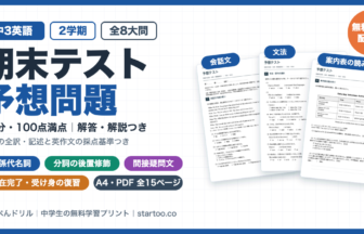 中3英語 2学期期末テスト予想問題 無料プリント(関係代名詞・分詞の後置修飾・間接疑問文/50分・100点満点・解答解説つき)